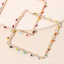 Shangjie OEM aretes para mujeres geometric bohemian earrings fashion colorful square hoop earrings statement women earrings